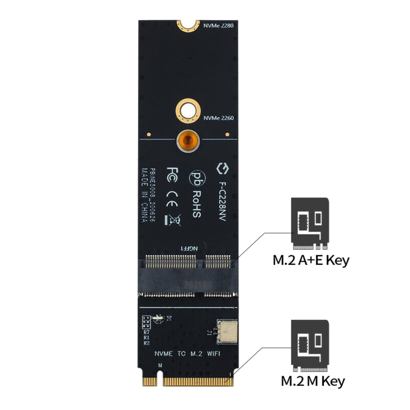 M.2 KEY M to KEY A+E Wifi Bluetooth Adapter Converter for Intel Wifi Desktop Kit